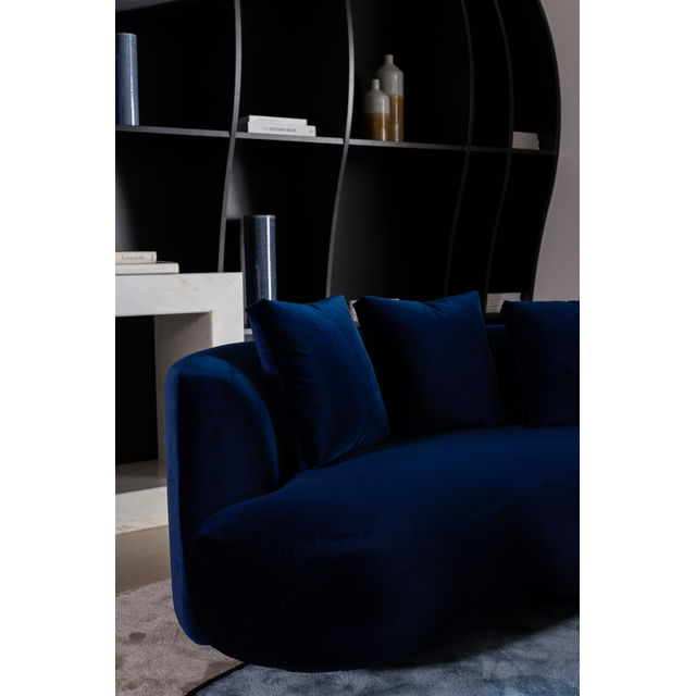 Twins Curved Sofa, Dark Blue Velvet