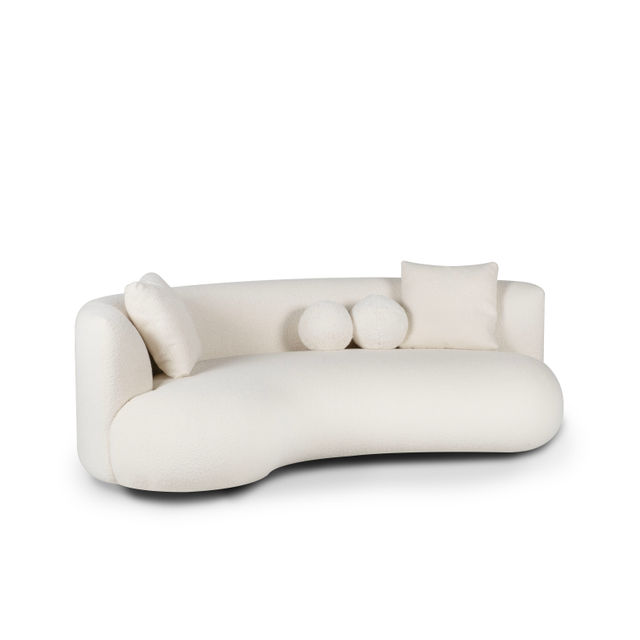 Twins Curved Sofa, White Bouclé