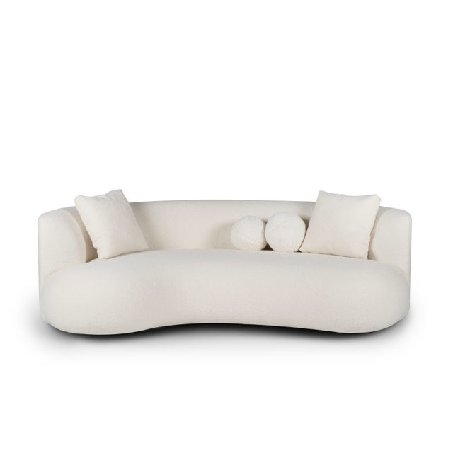 Twins Curved Sofa, White Bouclé