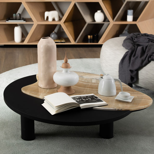 Bordeira Modern Coffee Table, Shadow Onyx