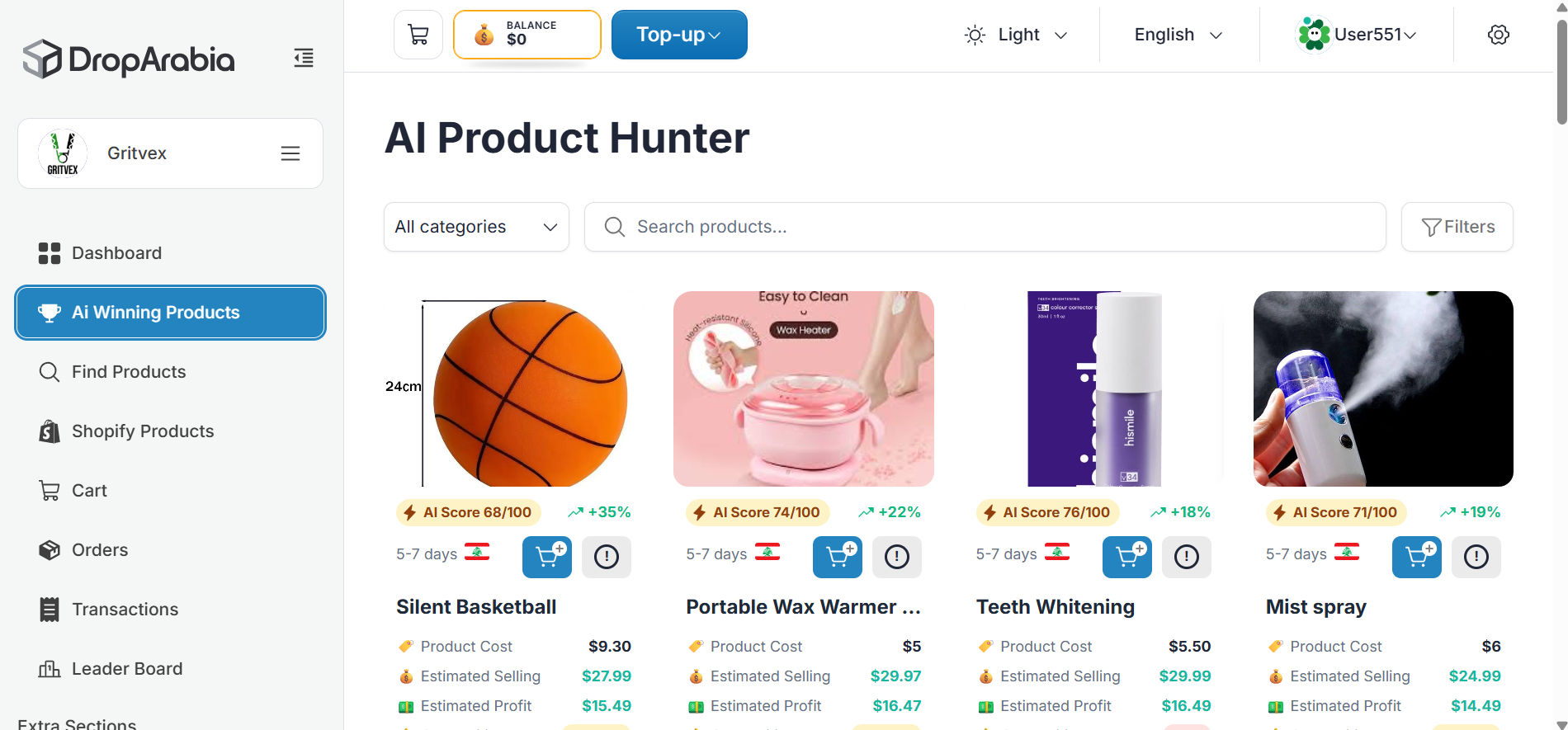 AI Winning Products