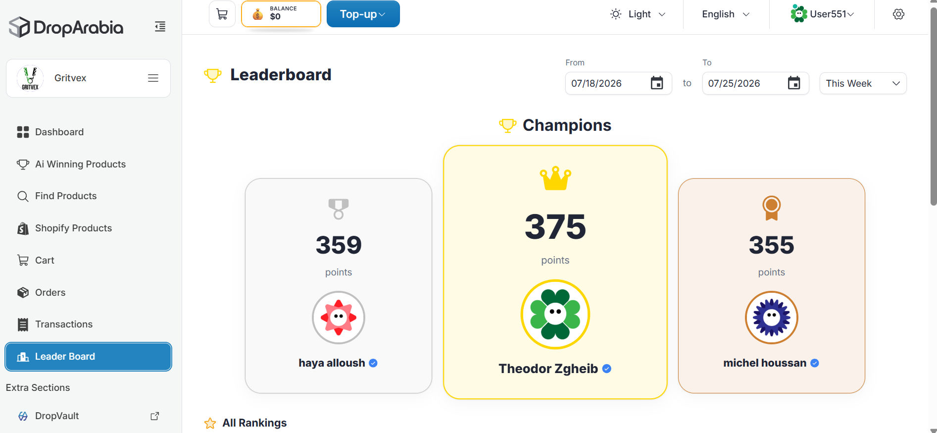 Leader Board