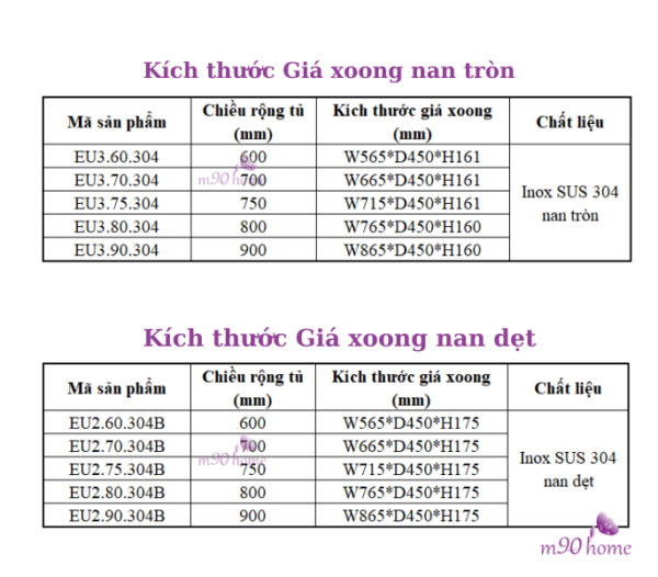 Kích thước giá xoong nồi 600 700 750 800 900 mm