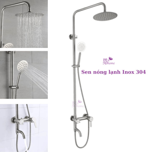 Bộ vòi sen tắm nóng lạnh Inox 304, Vòi sen cây giá rẻ đẹp cho phòng tắm gia đình