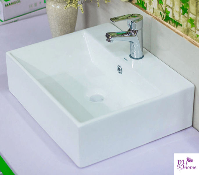 Lavabo rửa tay vuông trắng H39