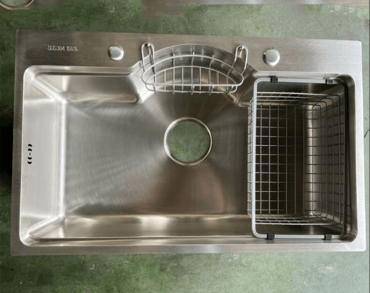 Bồn rửa chén Inox 304 1 ngăn chất lượng giá rẻ có rổ để đồ rửa chén
