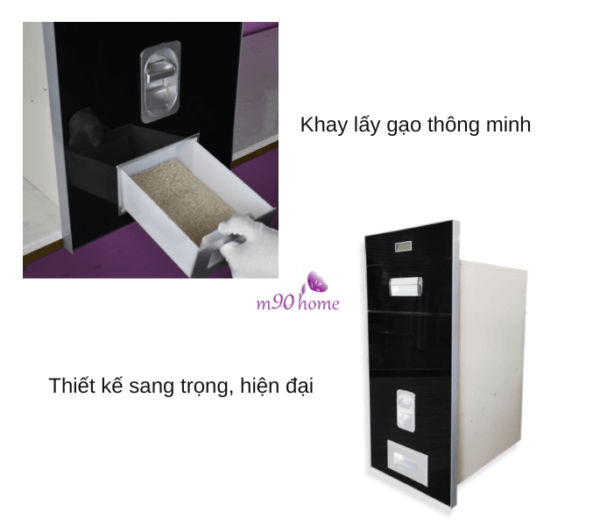 Thùng gạo thiết kế thông minh sang trọng bảo quản gạo tránh ẩm mộc - Aroki