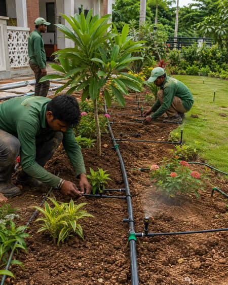 Smart drip irrigation system installation