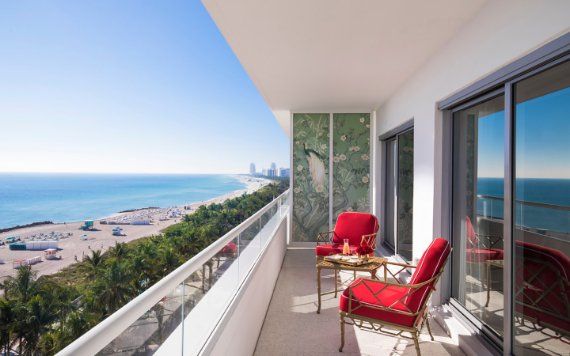 Blick auf den Balkon am Strand von Faena