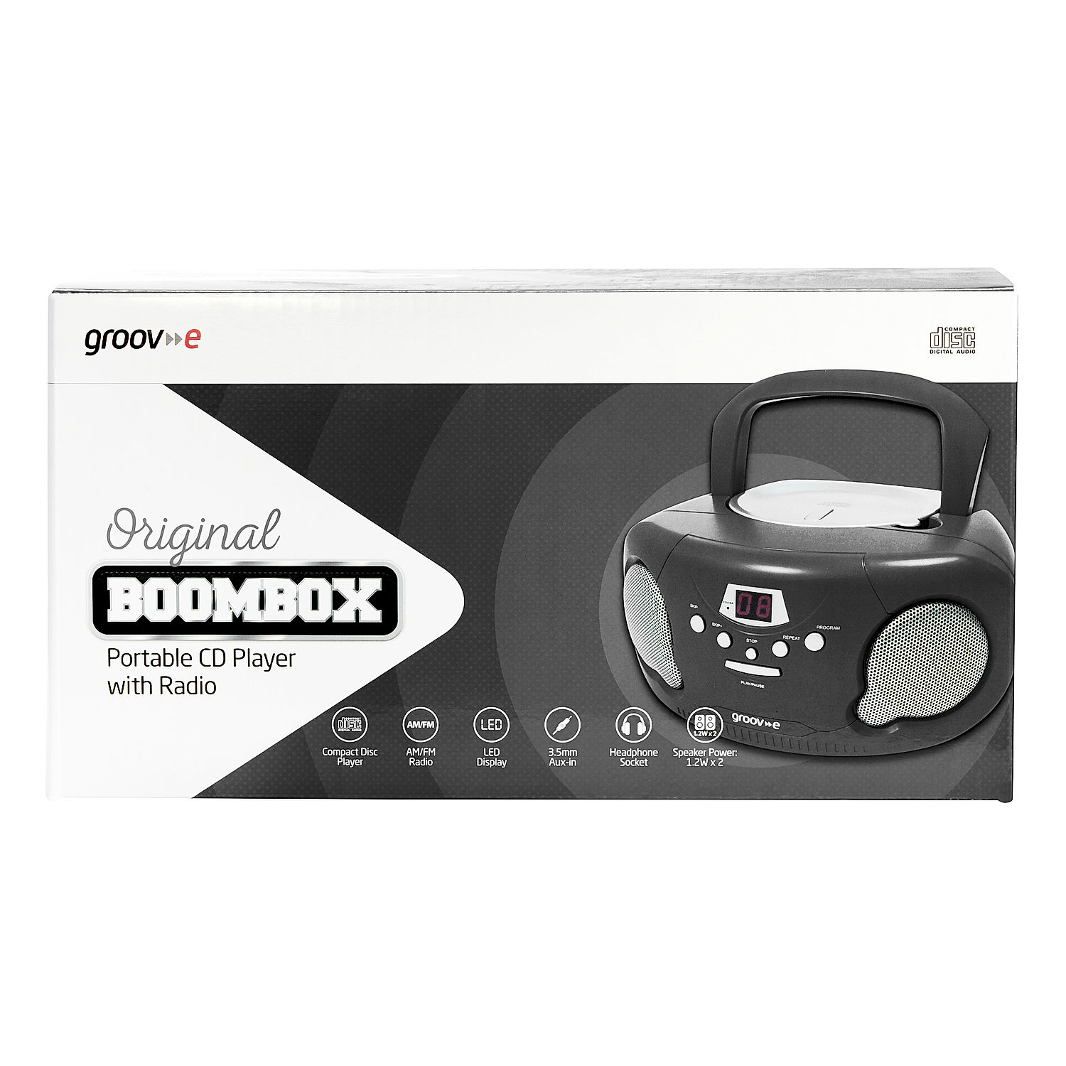 Groov-e  Groov-e Original Boombox Portable CD Player with R