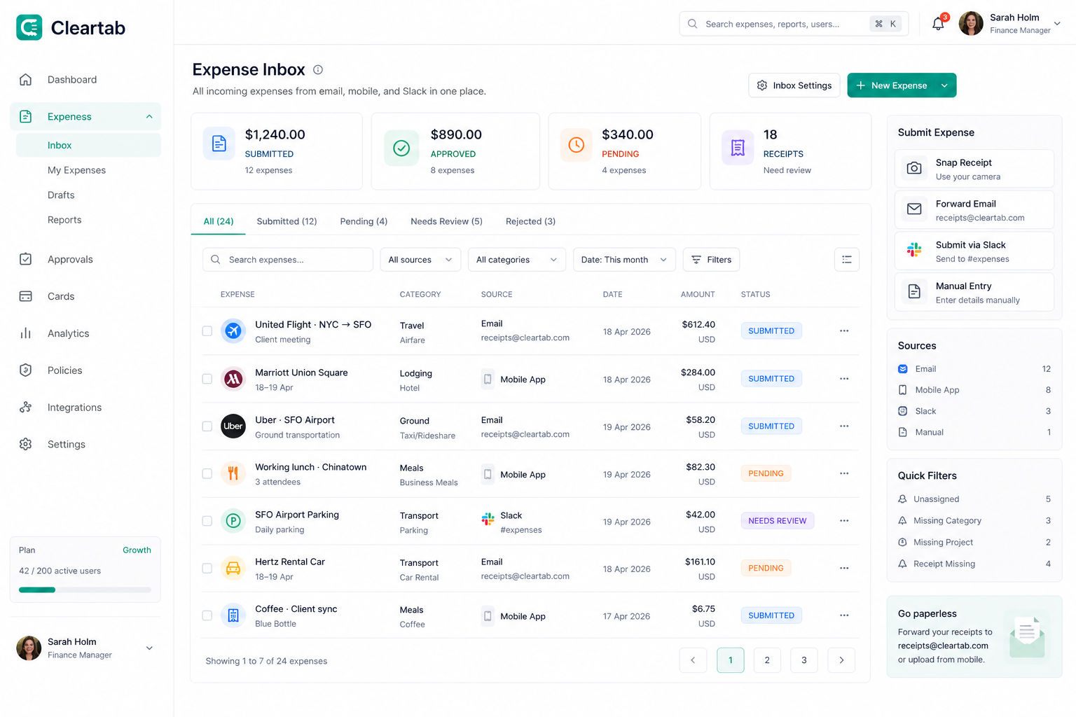 Cleartab – Corporate Expense Management screenshot 1