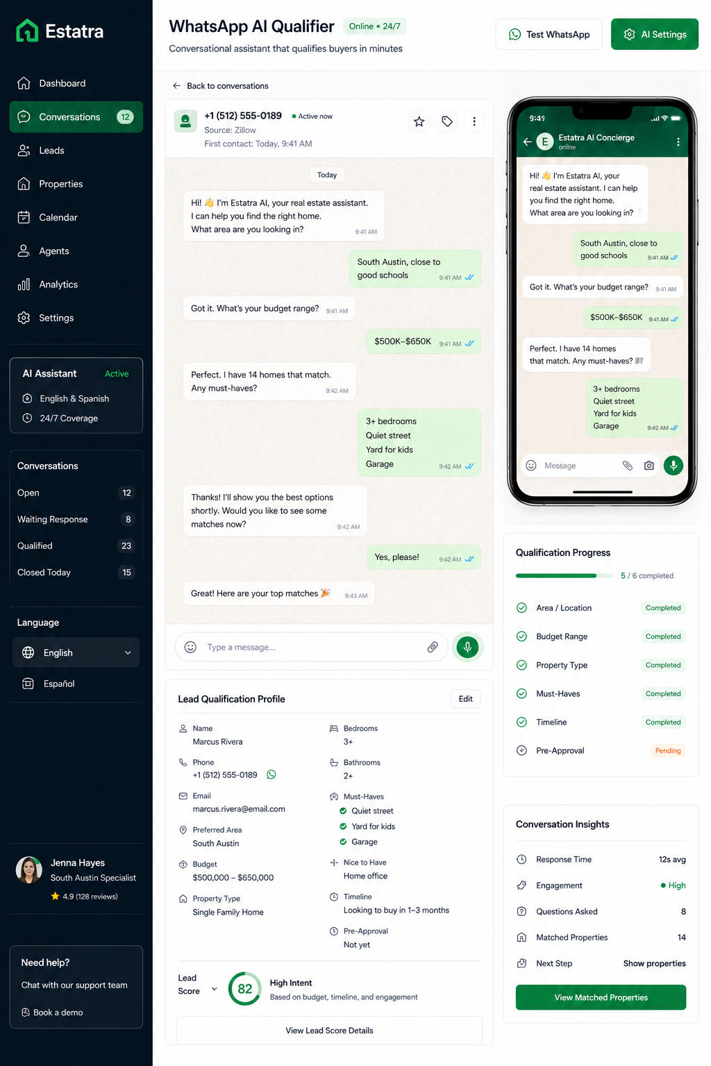 Estatra – AI Property Matching & Lead Qualification screenshot 1