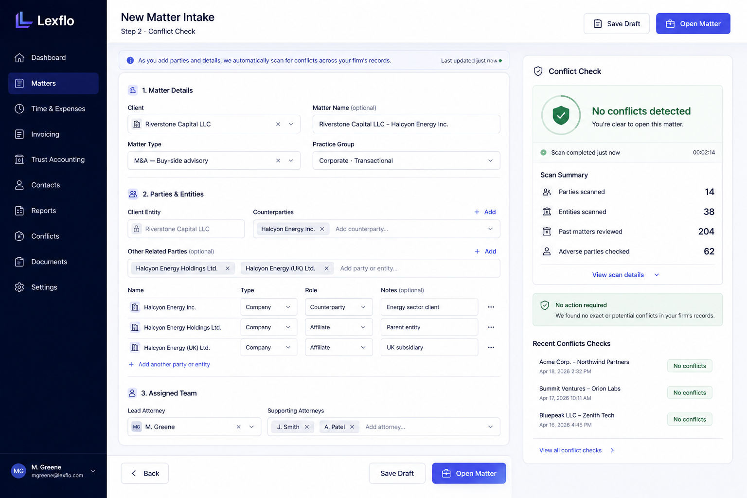 Lexflo – Matter Management & Billing Automation screenshot 1