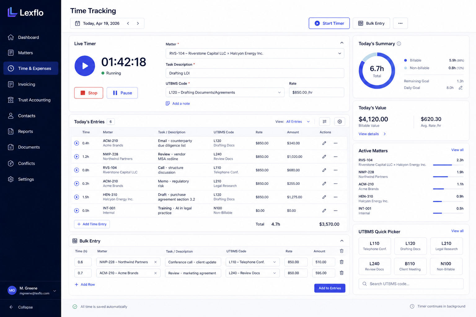 Lexflo – Matter Management & Billing Automation screenshot 2
