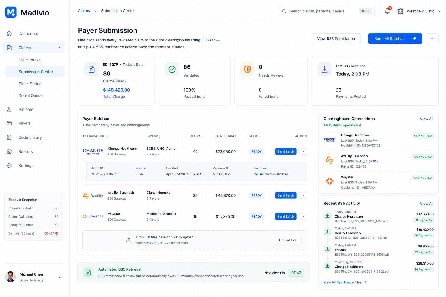 Medivio – Insurance Claims & Medical Billing Automation screenshot 2
