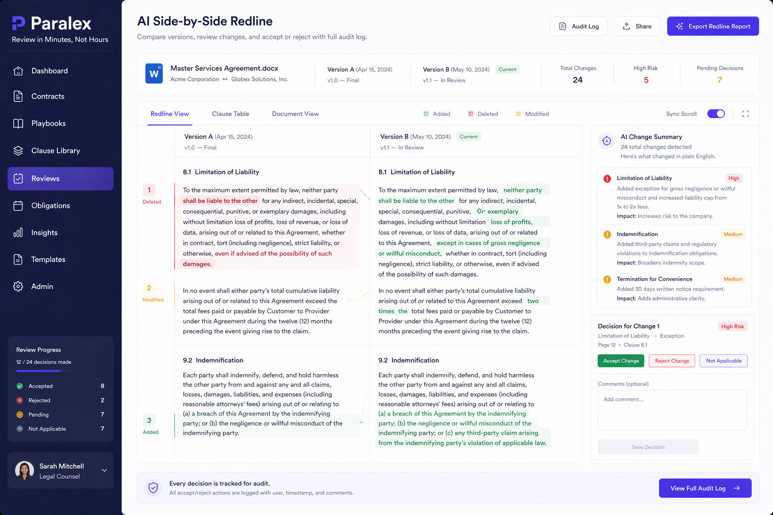 Paralex – Review Contracts in Minutes, Not Hours screenshot 4