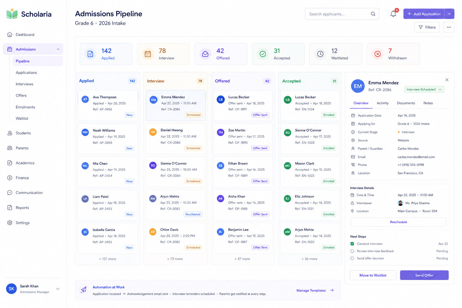Scholaria – School Operations & Admissions Automation screenshot 1