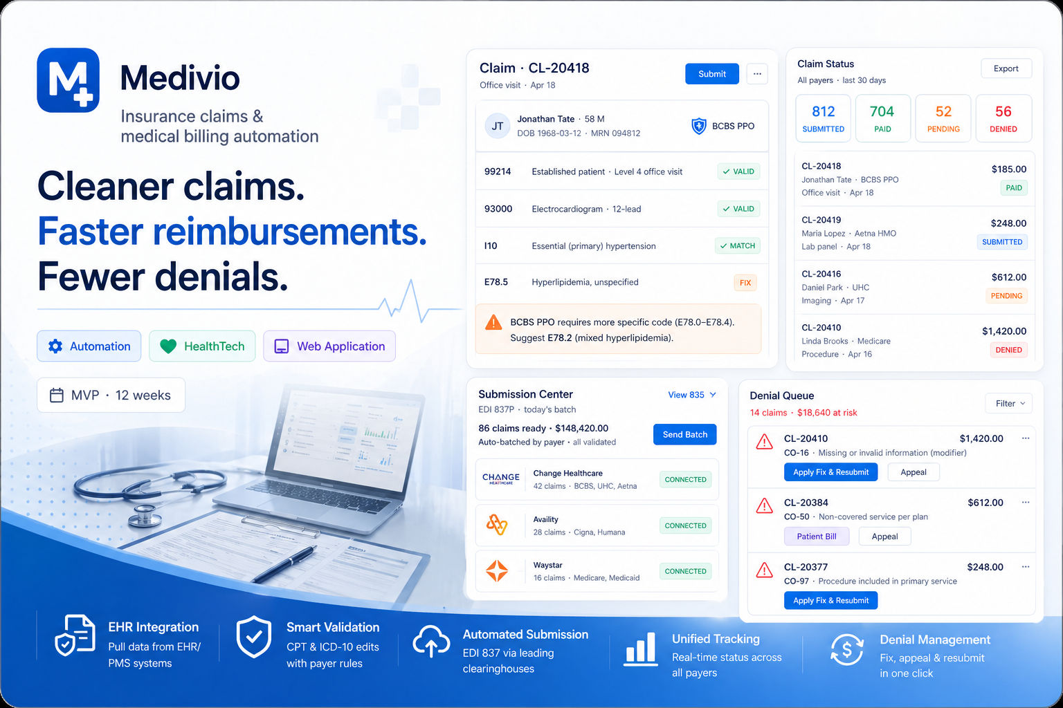 Medivio – Insurance Claims & Medical Billing Automation