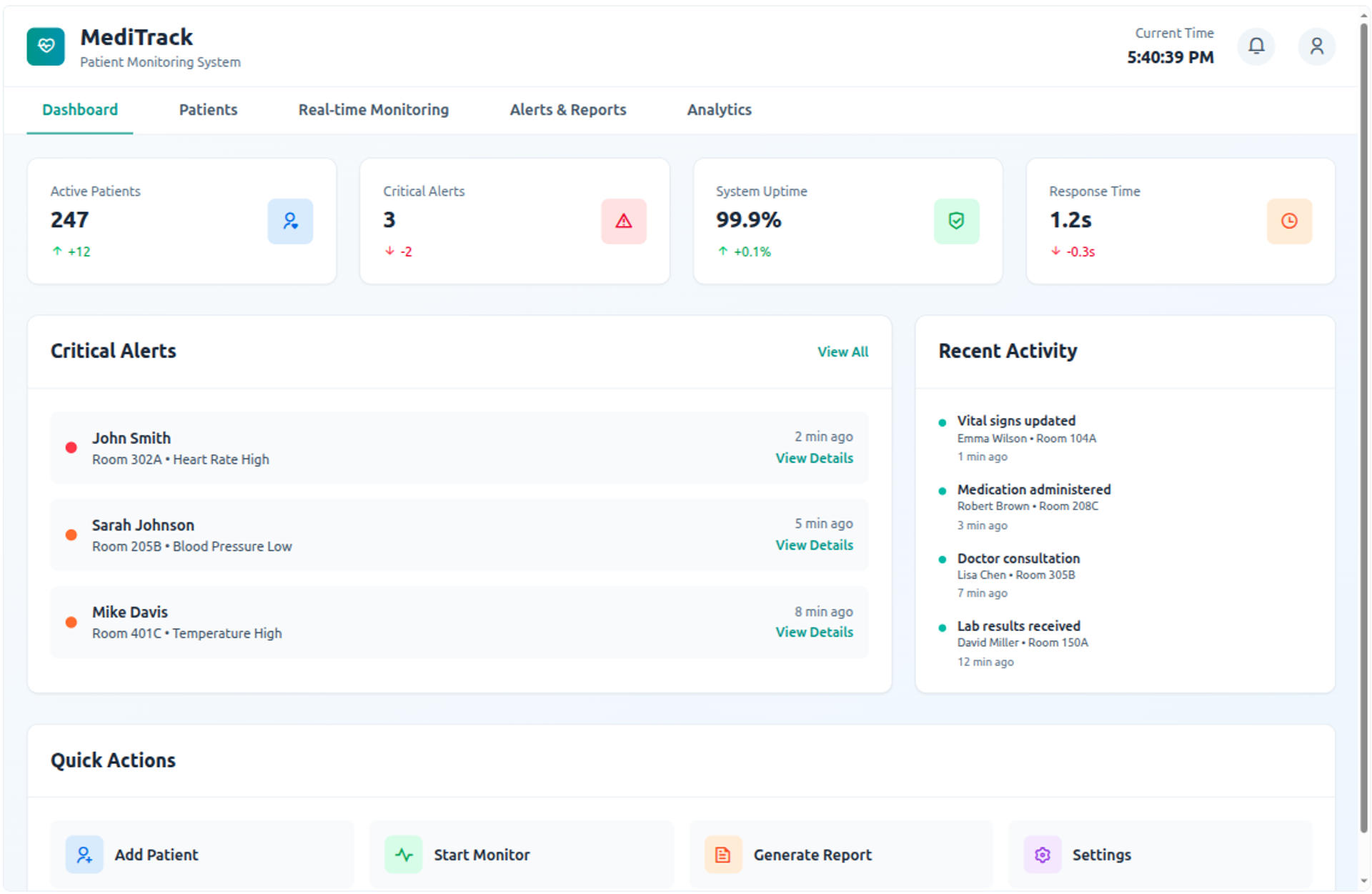 MediTrack - Patient Monitoring System screenshot 1
