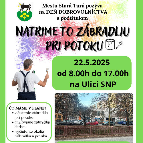 Dobrovoľnícky projekt Natri to zábradliu pri potoku