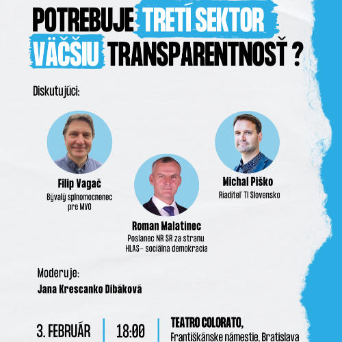 Príležitosť Diskusia: Potrebuje tretí sektor väčšiu transparentnosť?