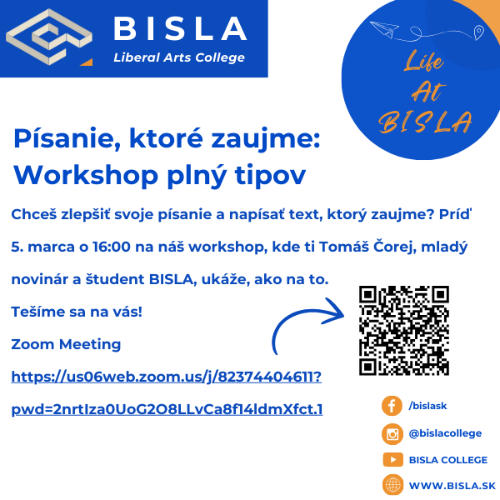 Príležitosť BISLA Webinár: Ako lepšie písať?