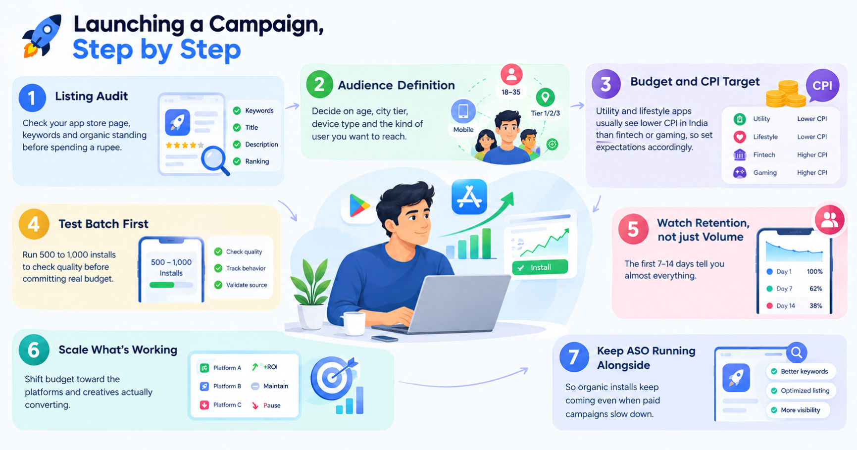 Launching an app install service campaign step by step