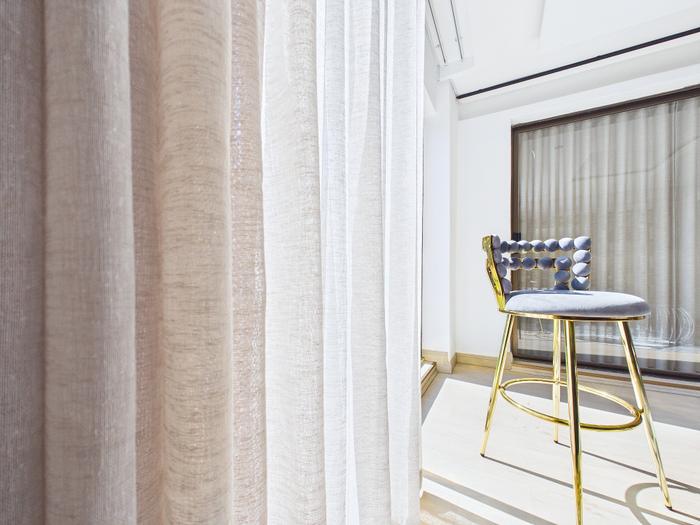 Close detail of curtain fabric texture