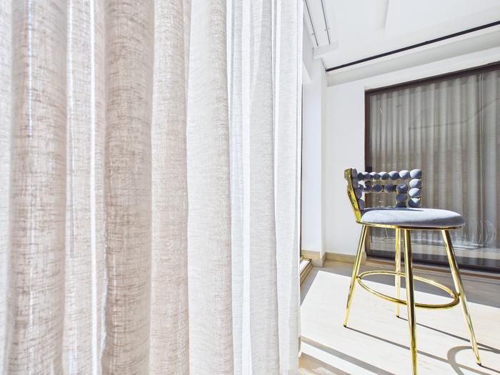 Close detail of curtain fabric folds