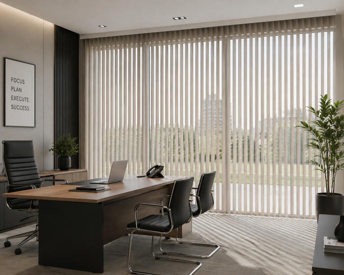 Vertical blinds in a contemporary interior