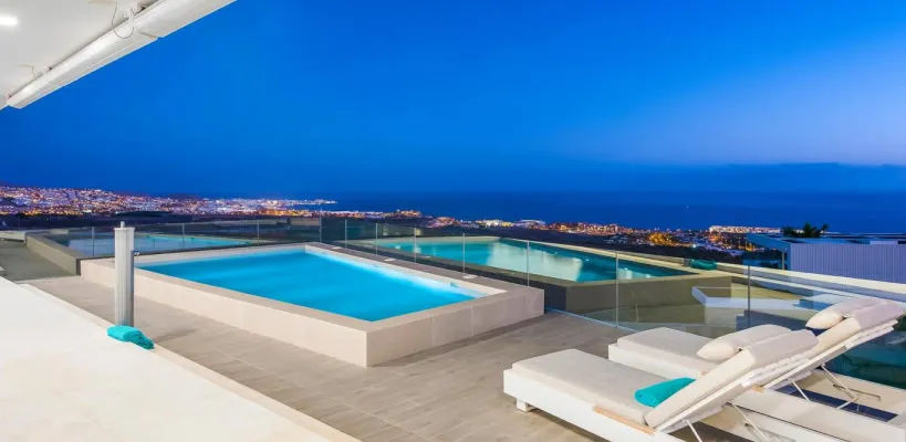 Luxury pool terrace with ocean view