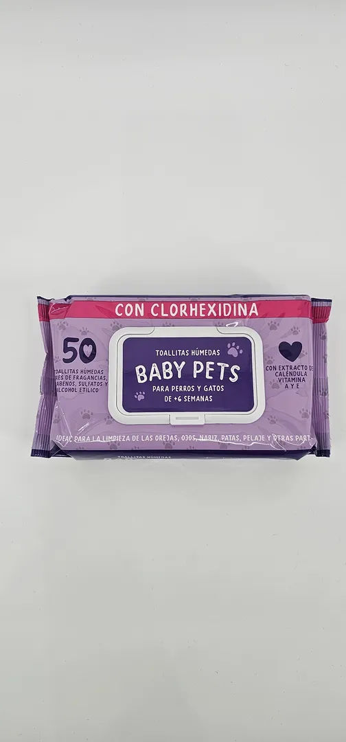 BABY PETS TOALLITAS HUMEDAS CON CLORHEXIDINA X 50 (U)