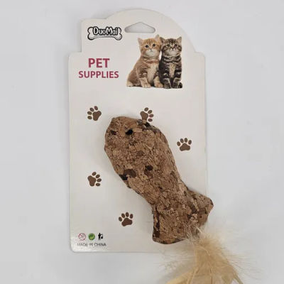 JUGUETE GATO CORCHO CON PLUMA
