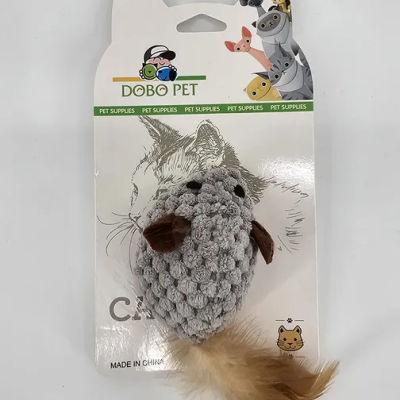 DOBO PET RATON DE TELA CON COLA DE PLUMAS