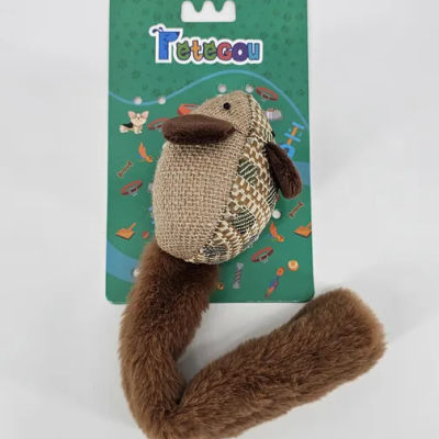 PETEGOU JUGUETE GATO RATON TELA COLA FELPADA