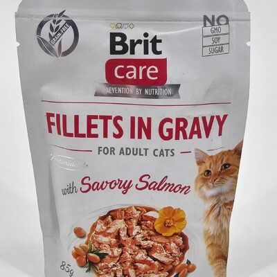BRIT CARE FILLETS GRAVY SALMON 85 GR - SOLVET -FRENTE
