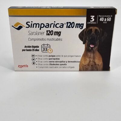 SIMPARICA 120 MG 3 COMP 40 A 60 KG