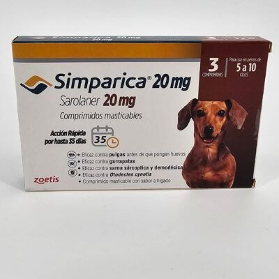 SIMPARICA 20 MG 3 COMP 5 A 10 KG