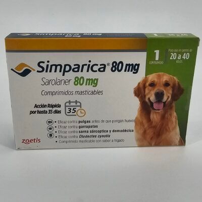 SIMPARICA 80 MG 1 COMP 20 A 40 KG