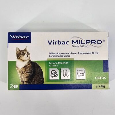 VIRBAC MILPRO GATOS ≥ 2 KG (2 COMPRIMIDOS)