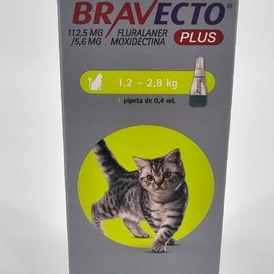 BRAVECTO PLUS GATOS 1.2 - 2.8 KG
