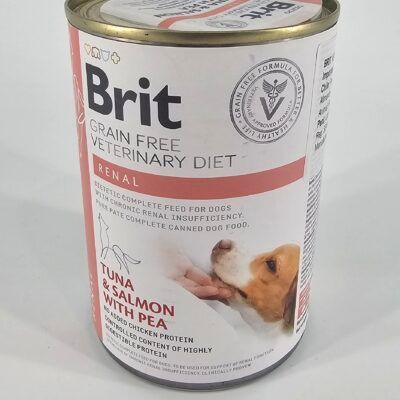 BRIT VETERINARY PERRO LATA DIET RENAL ATUN Y SALMON CON ARVEJA 400 GR