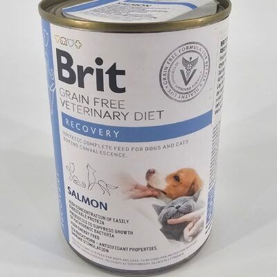 BRIT VETERINARY PERRO GATO LATA DIET RECOVERY SALMON 400 GR
