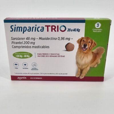 SIMPARICA TRIO 20 - 40 KG X 3 (CPR)