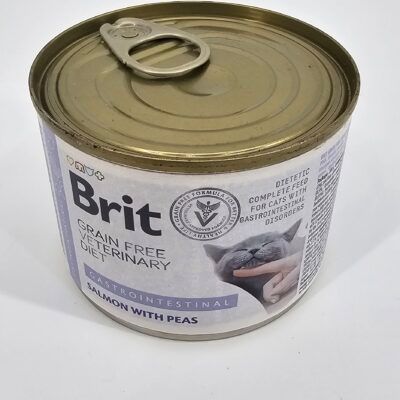 BRIT VETERINARY GATO LATA DIET GASTRO SALMON Y ARVEJAS 200 GR