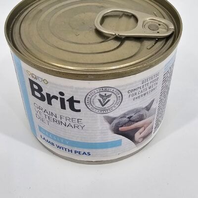 BRIT VETERINARY GATO LATA OBESITY CORDERO Y ARVEJAS 200 GR