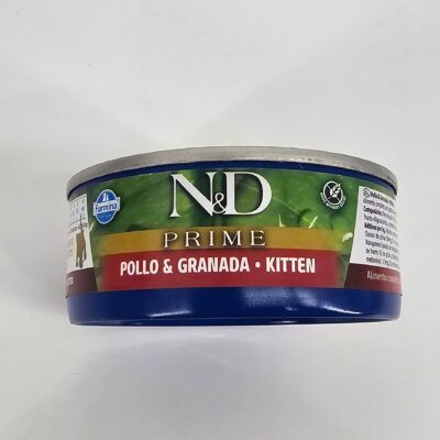 N&D PRIME KITTEN GATO LATA POLLO Y GRANADA 70 GR
