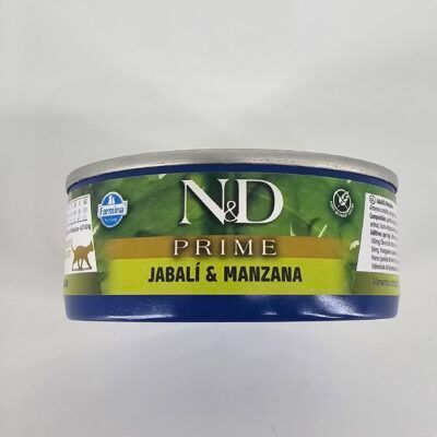N&D PRIME GATO LATA JABALI Y MANZANA 70 GR