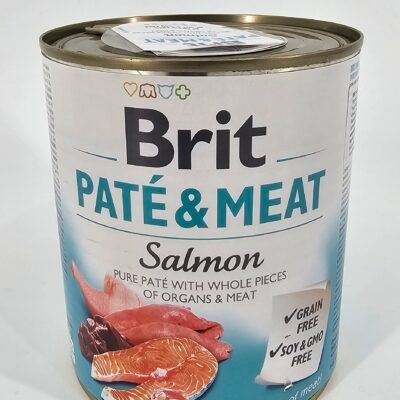 BRIT LATA PERRO PATE Y CARNE SALMON 800 GR