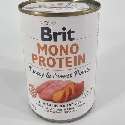 BRIT MONO PROTEIN PERRO LATA PAVO Y CAMOTE 400 GR